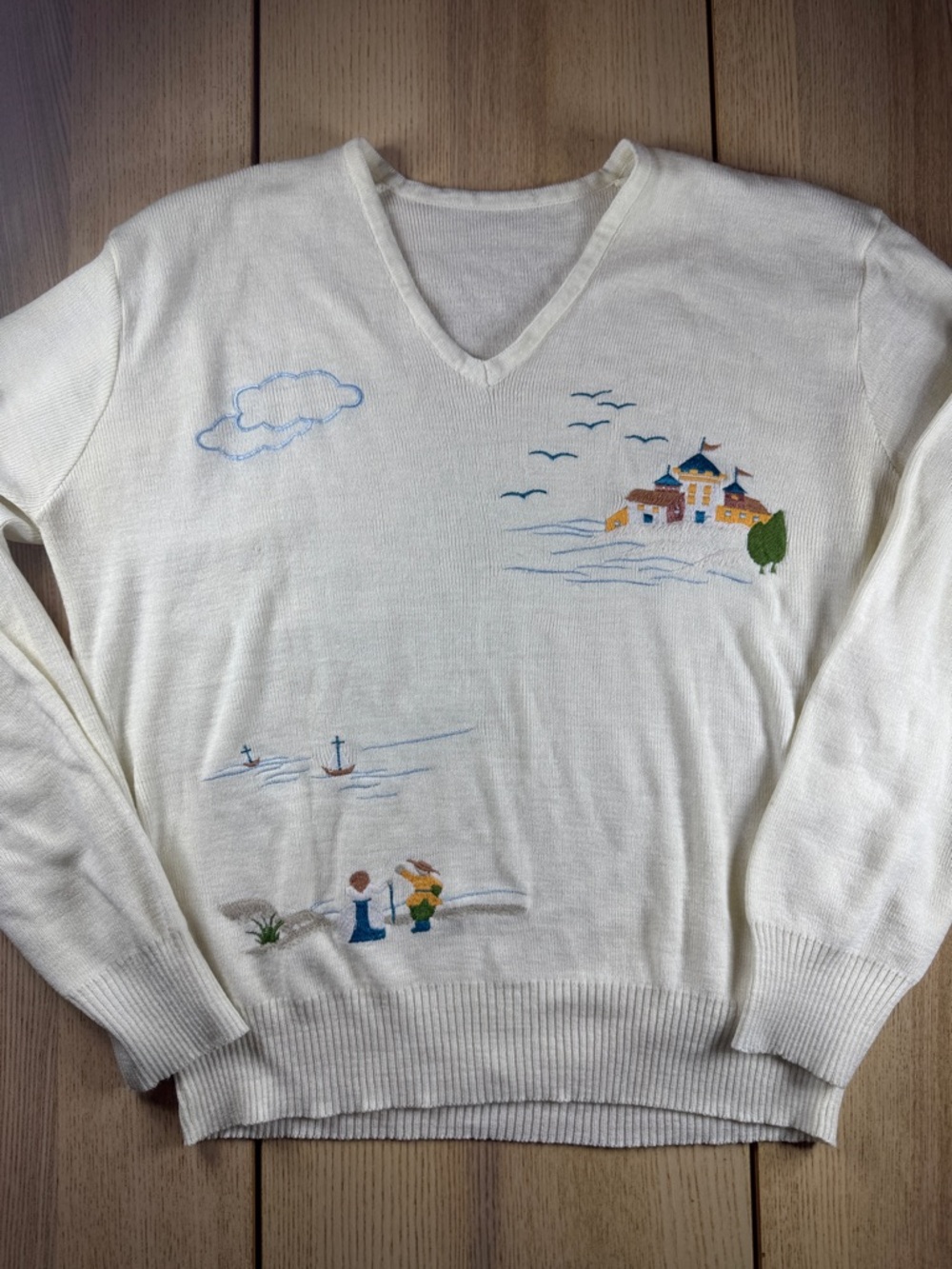 Vintage Embroidered Cream sweater